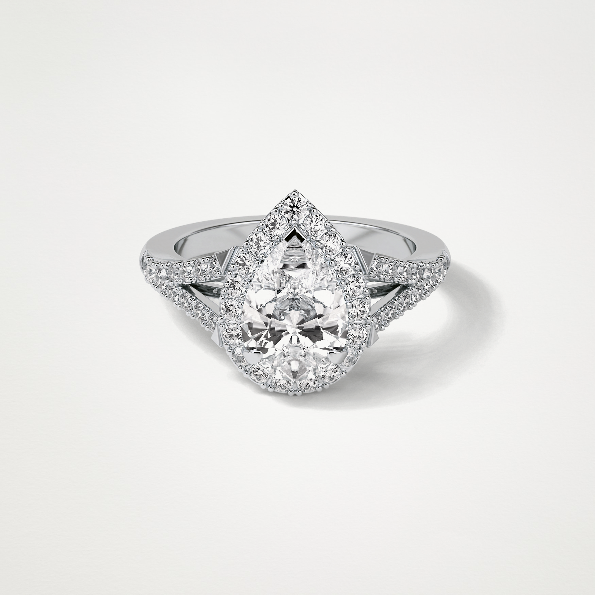 Pear Halo & Split Shank Moissanite Engagement Ring – 3.1 CT Lab-Created Brilliance in 10K/14K/18K Gold