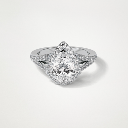 Pear Halo & Split Shank Moissanite Engagement Ring – 3.1 CT Lab-Created Brilliance in 10K/14K/18K Gold