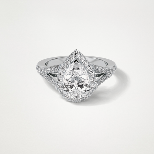 Pear Halo & Split Shank Moissanite Engagement Ring – 3.1 CT Lab-Created Brilliance in 10K/14K/18K Gold