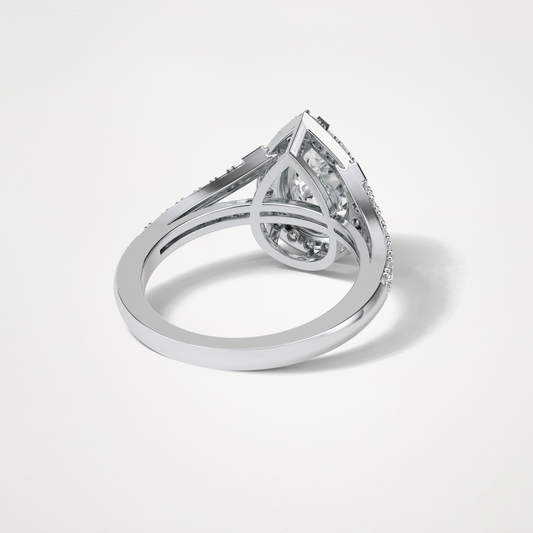 Pear Halo & Split Shank Moissanite Engagement Ring – 3.1 CT Lab-Created Brilliance in 10K/14K/18K Gold