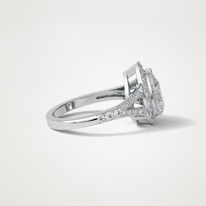 Pear Halo & Split Shank Moissanite Engagement Ring – 3.1 CT Lab-Created Brilliance in 10K/14K/18K Gold