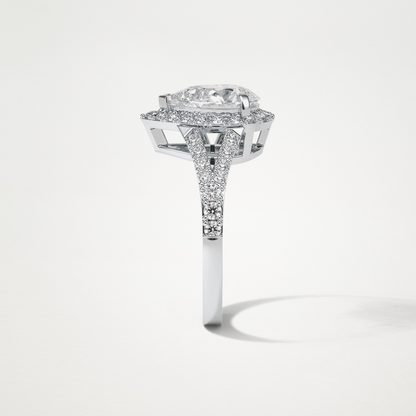 Pear Halo & Split Shank Moissanite Engagement Ring – 3.1 CT Lab-Created Brilliance in 10K/14K/18K Gold