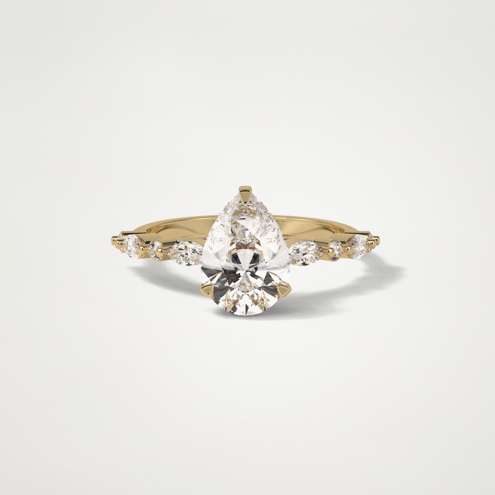 Pear Hidden Halo & Pave Moissanite Engagement Ring – 1.93 CT Lab-Created Brilliance in 10K/14K/18K Gold