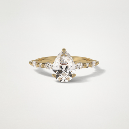 Pear Hidden Halo & Pave Moissanite Engagement Ring – 1.93 CT Lab-Created Brilliance in 10K/14K/18K Gold