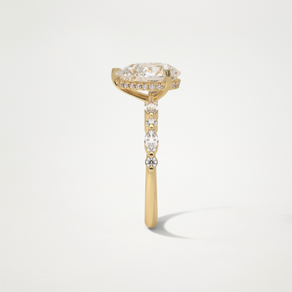 Pear Hidden Halo & Pave Moissanite Engagement Ring – 1.93 CT Lab-Created Brilliance in 10K/14K/18K Gold