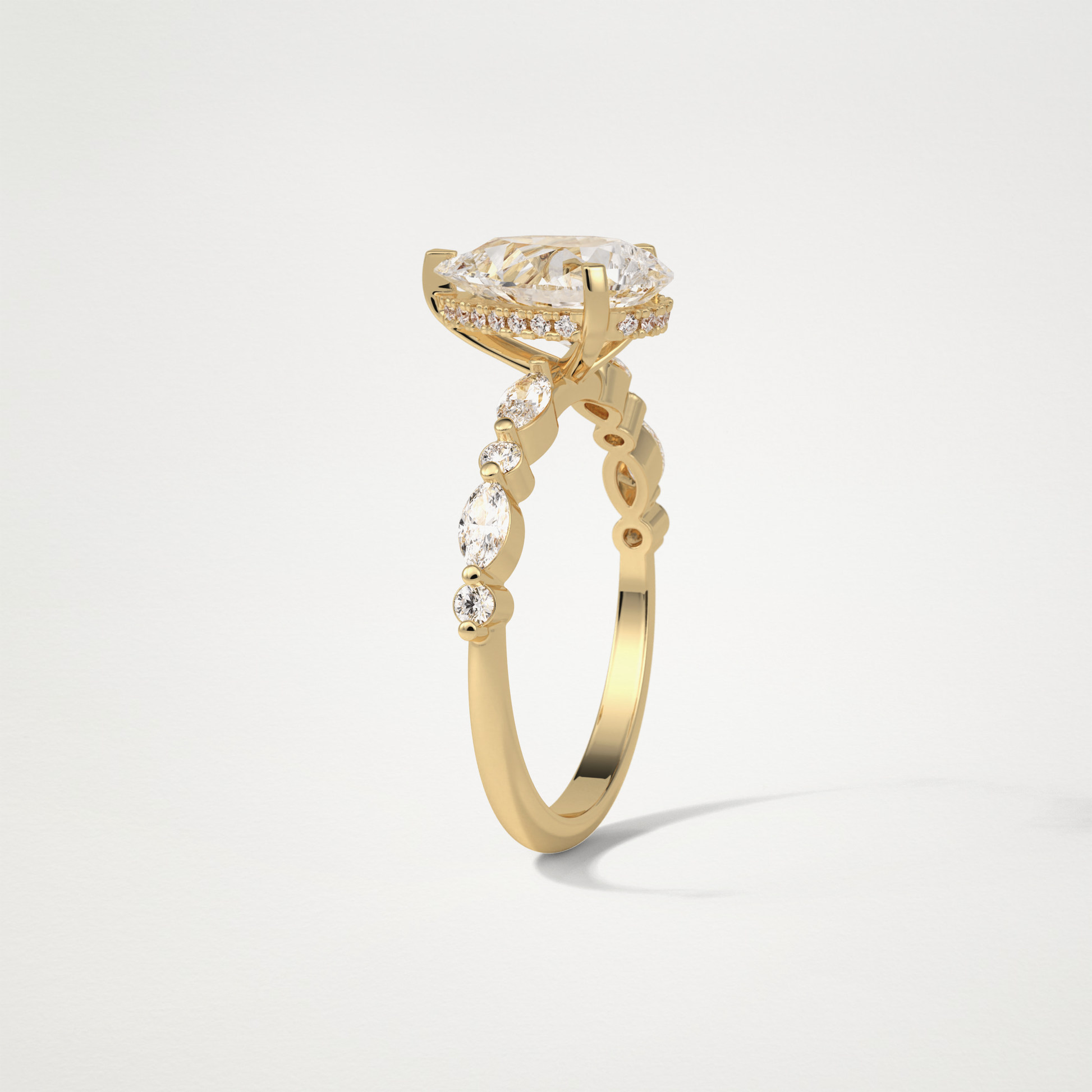 Pear Hidden Halo & Pave Moissanite Engagement Ring – 1.93 CT Lab-Created Brilliance in 10K/14K/18K Gold