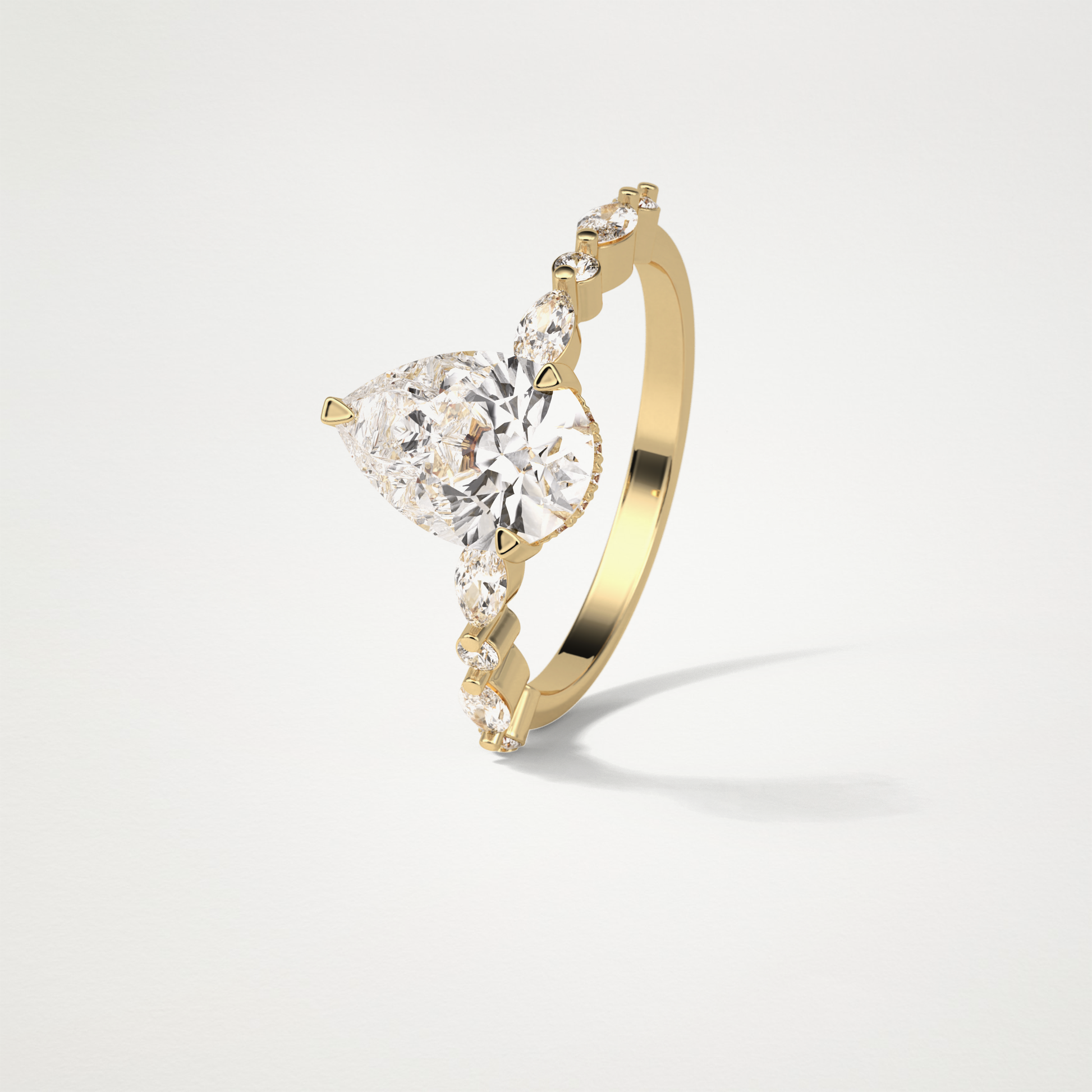 Pear Hidden Halo & Pave Moissanite Engagement Ring – 1.93 CT Lab-Created Brilliance in 10K/14K/18K Gold