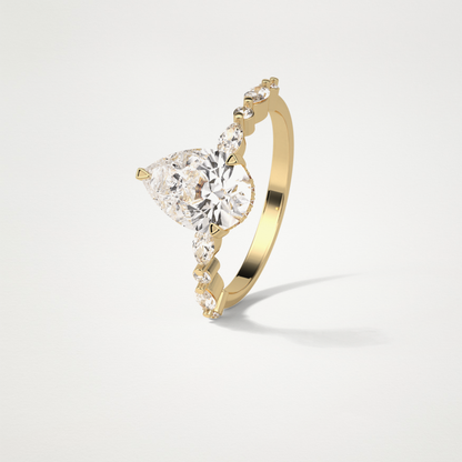 Pear Hidden Halo & Pave Moissanite Engagement Ring – 1.93 CT Lab-Created Brilliance in 10K/14K/18K Gold