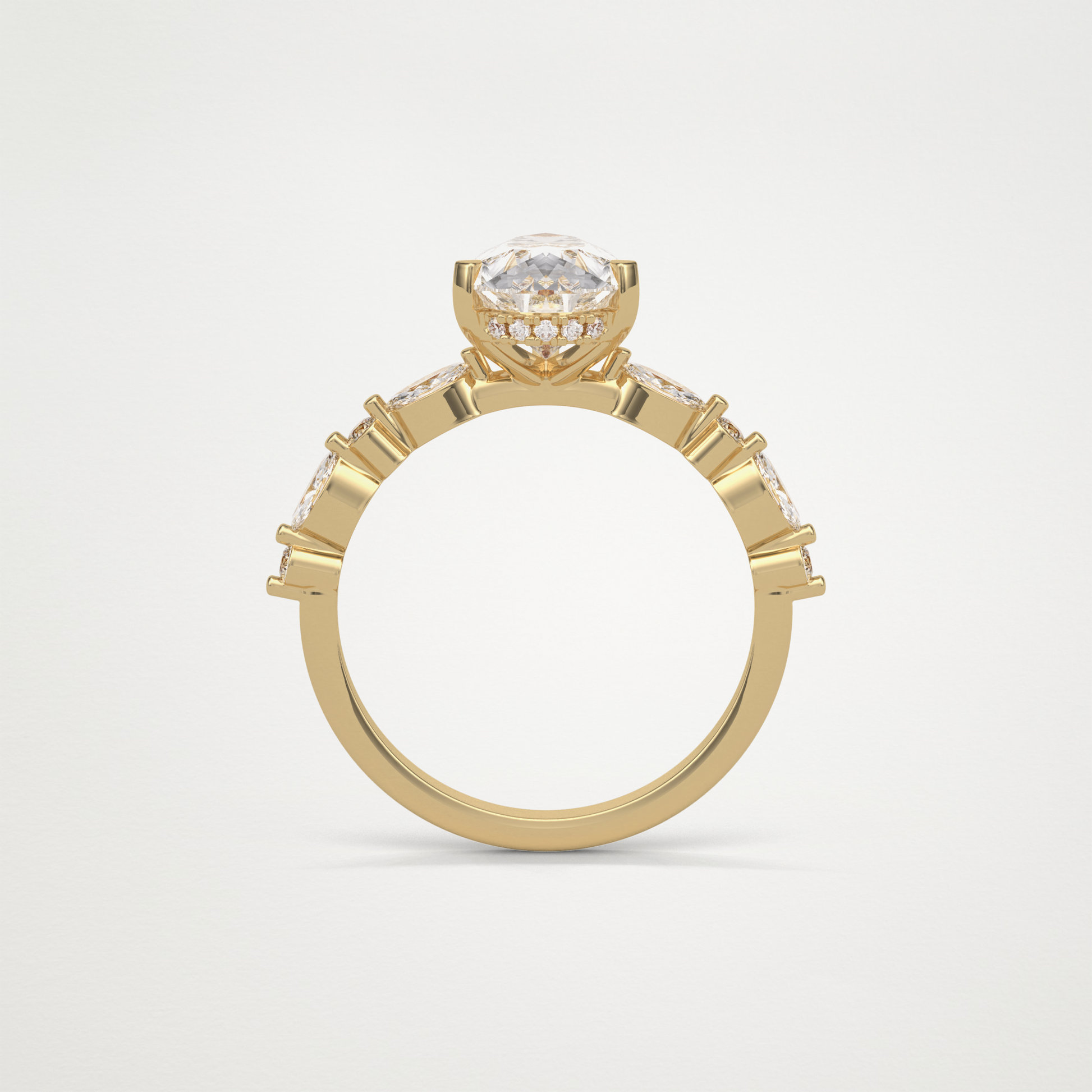 Pear Hidden Halo & Pave Moissanite Engagement Ring – 1.93 CT Lab-Created Brilliance in 10K/14K/18K Gold