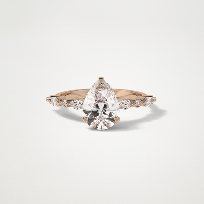 Pear Hidden Halo & Pave Moissanite Engagement Ring – 1.93 CT Lab-Created Brilliance in 10K/14K/18K Gold