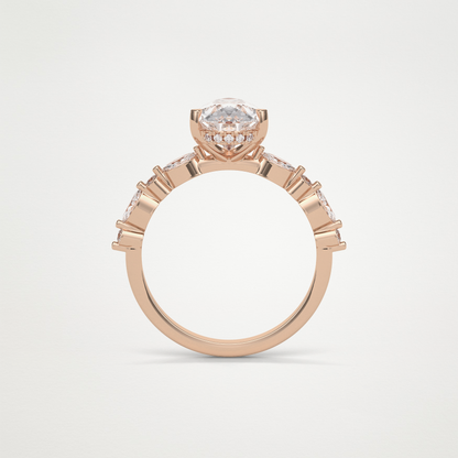 Pear Hidden Halo & Pave Moissanite Engagement Ring – 1.93 CT Lab-Created Brilliance in 10K/14K/18K Gold