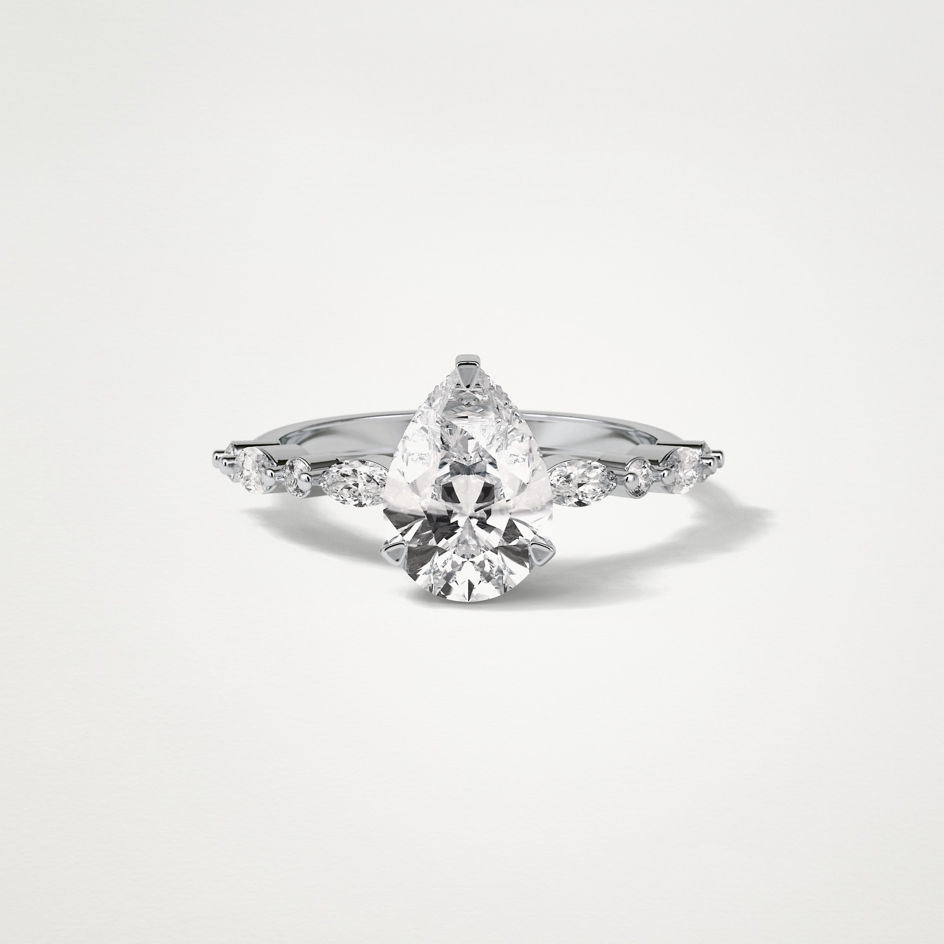 Pear Hidden Halo & Pave Moissanite Engagement Ring – 1.93 CT Lab-Created Brilliance in 10K/14K/18K Gold