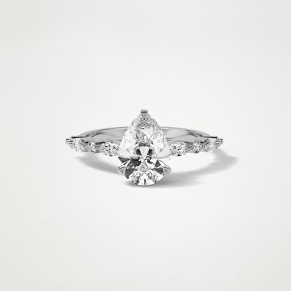 Pear Hidden Halo & Pave Moissanite Engagement Ring – 1.93 CT Lab-Created Brilliance in 10K/14K/18K Gold