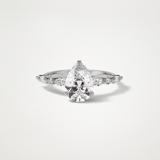 Pear Hidden Halo & Pave Moissanite Engagement Ring – 1.93 CT Lab-Created Brilliance in 10K/14K/18K Gold