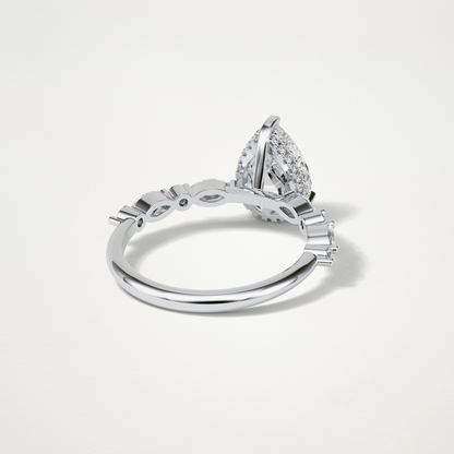 Pear Hidden Halo & Pave Moissanite Engagement Ring – 1.93 CT Lab-Created Brilliance in 10K/14K/18K Gold