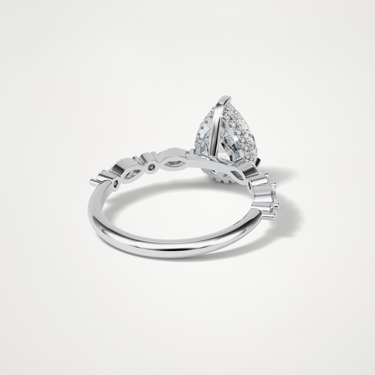 Pear Hidden Halo & Pave Moissanite Engagement Ring – 1.93 CT Lab-Created Brilliance in 10K/14K/18K Gold