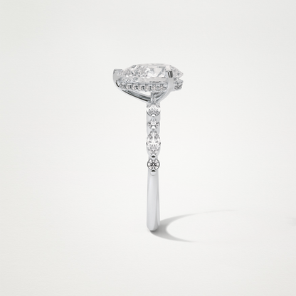 Pear Hidden Halo & Pave Moissanite Engagement Ring – 1.93 CT Lab-Created Brilliance in 10K/14K/18K Gold