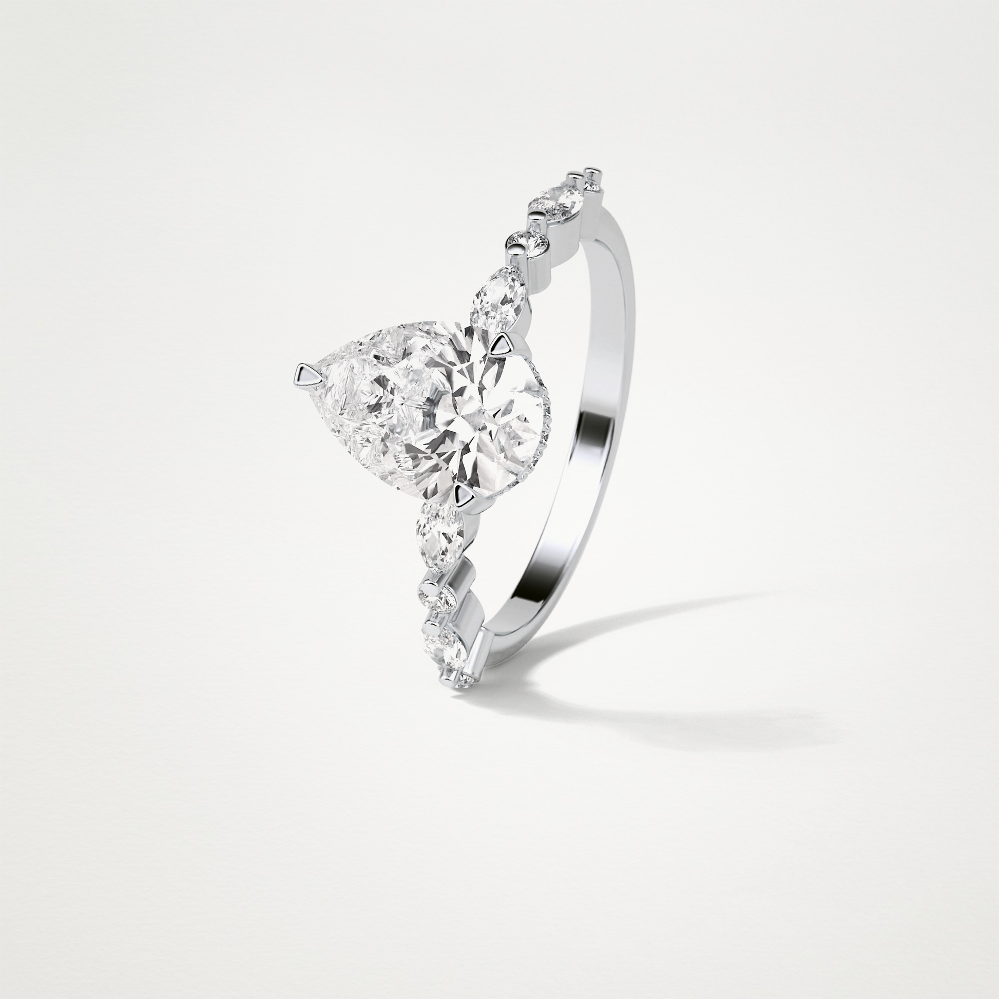 Pear Hidden Halo & Pave Moissanite Engagement Ring – 1.93 CT Lab-Created Brilliance in 10K/14K/18K Gold
