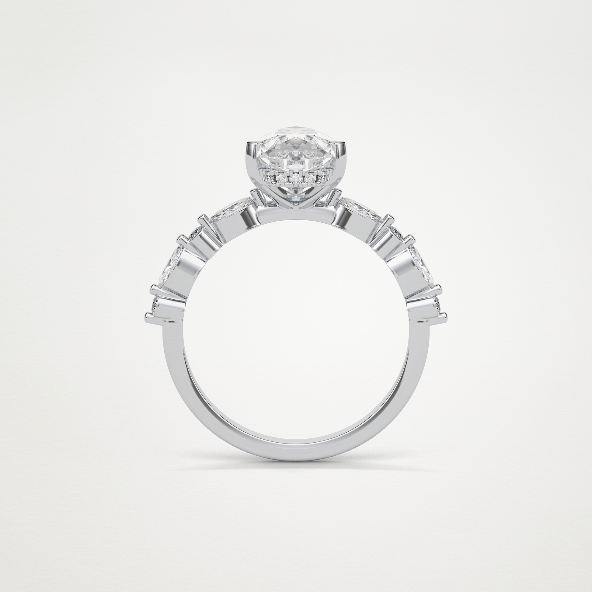 Pear Hidden Halo & Pave Moissanite Engagement Ring – 1.93 CT Lab-Created Brilliance in 10K/14K/18K Gold