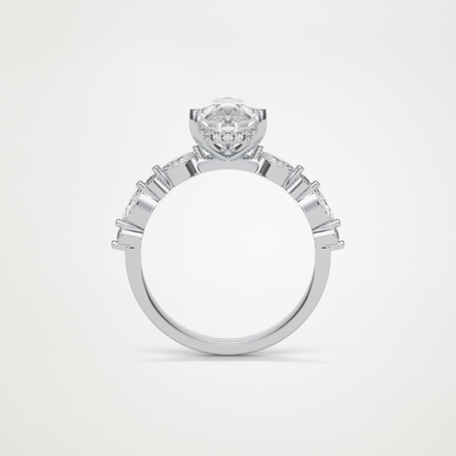 Pear Hidden Halo & Pave Moissanite Engagement Ring – 1.93 CT Lab-Created Brilliance in 10K/14K/18K Gold