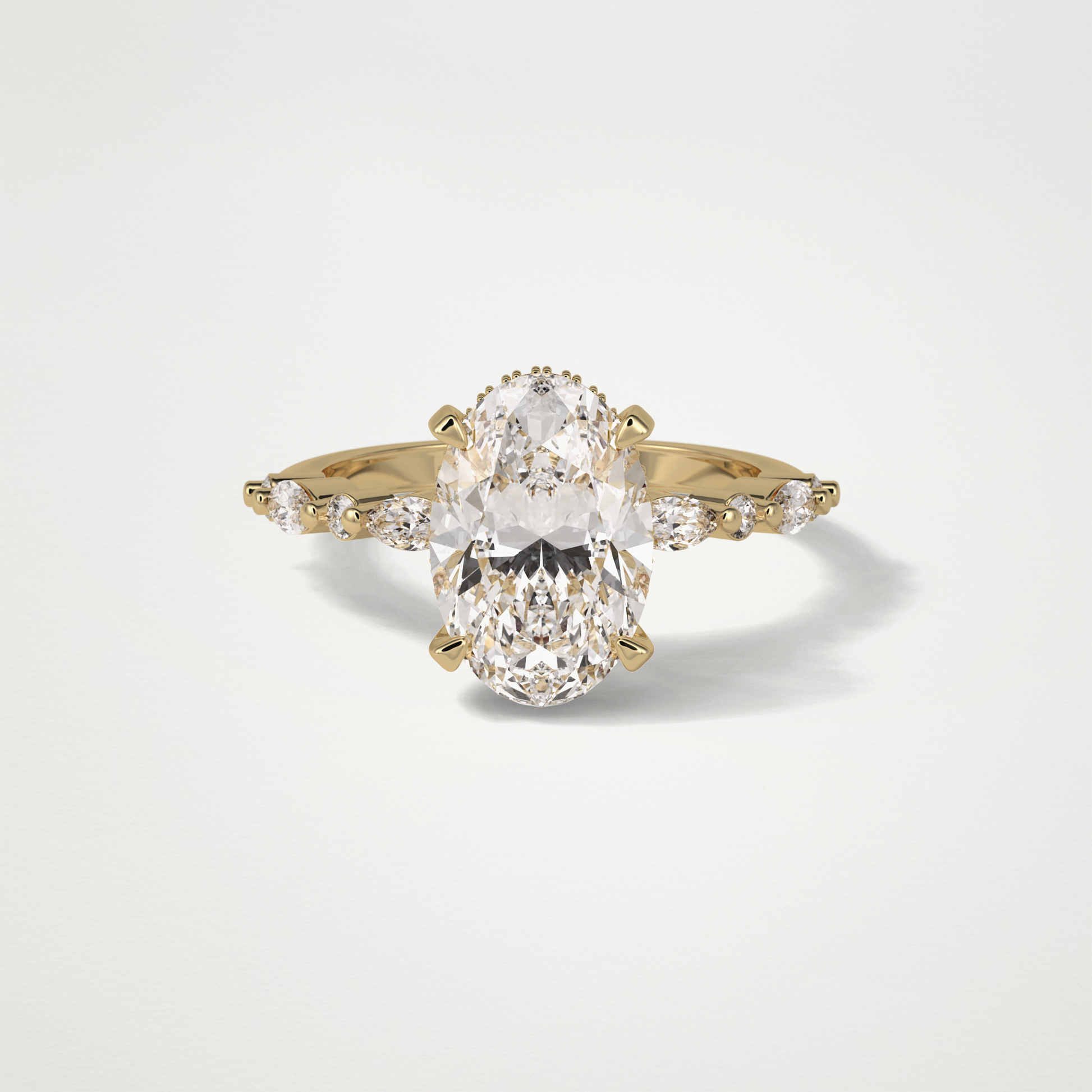 Oval Hidden Halo & Pave Moissanite Engagement Ring – 4 CT Lab-Created Brilliance in 10K/14K/18K Gold