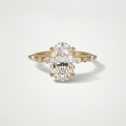Oval Hidden Halo & Pave Moissanite Engagement Ring – 4 CT Lab-Created Brilliance in 10K/14K/18K Gold