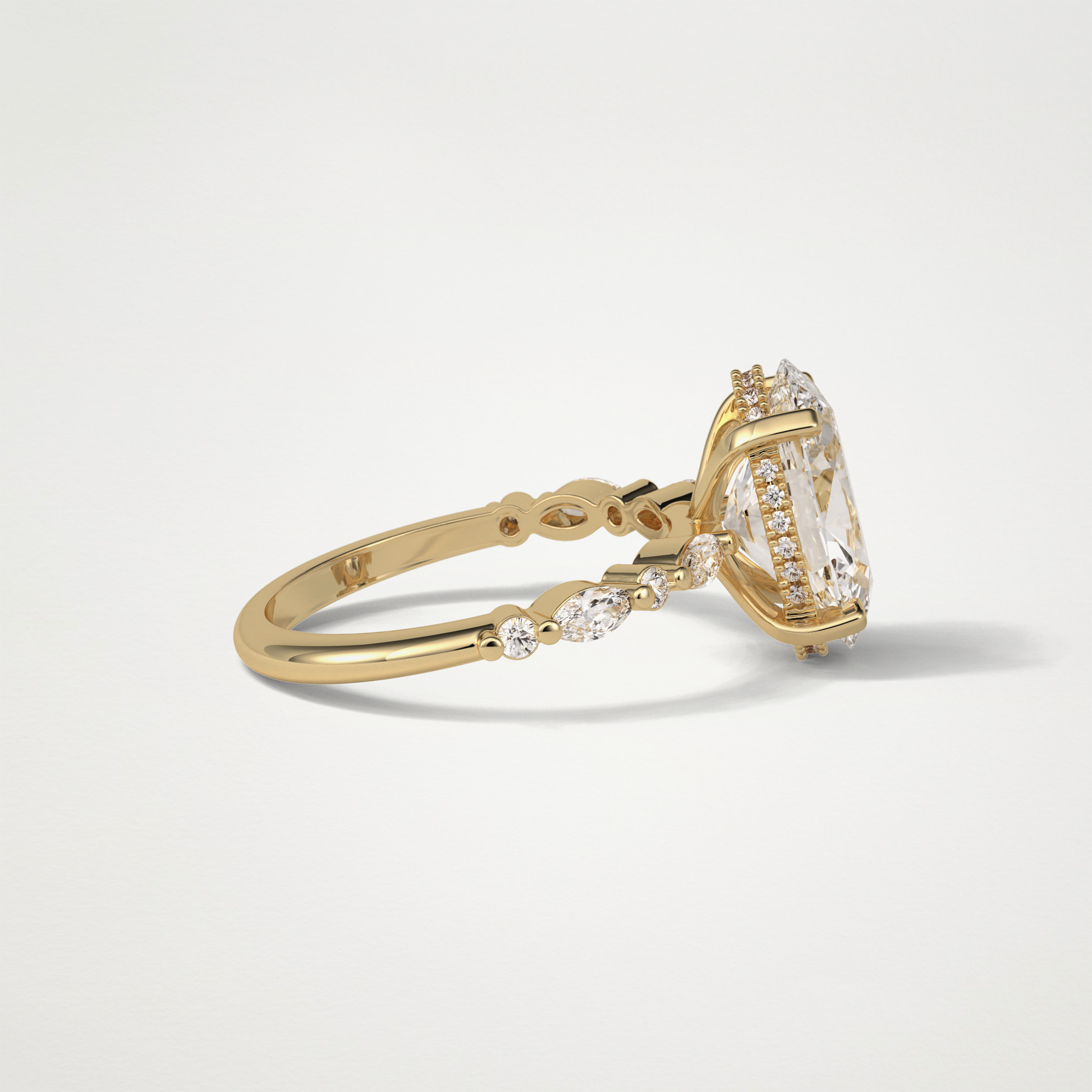 Oval Hidden Halo & Pave Moissanite Engagement Ring – 4 CT Lab-Created Brilliance in 10K/14K/18K Gold