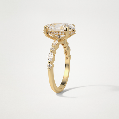 Oval Hidden Halo & Pave Moissanite Engagement Ring – 4 CT Lab-Created Brilliance in 10K/14K/18K Gold