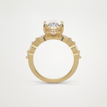 Oval Hidden Halo & Pave Moissanite Engagement Ring – 4 CT Lab-Created Brilliance in 10K/14K/18K Gold