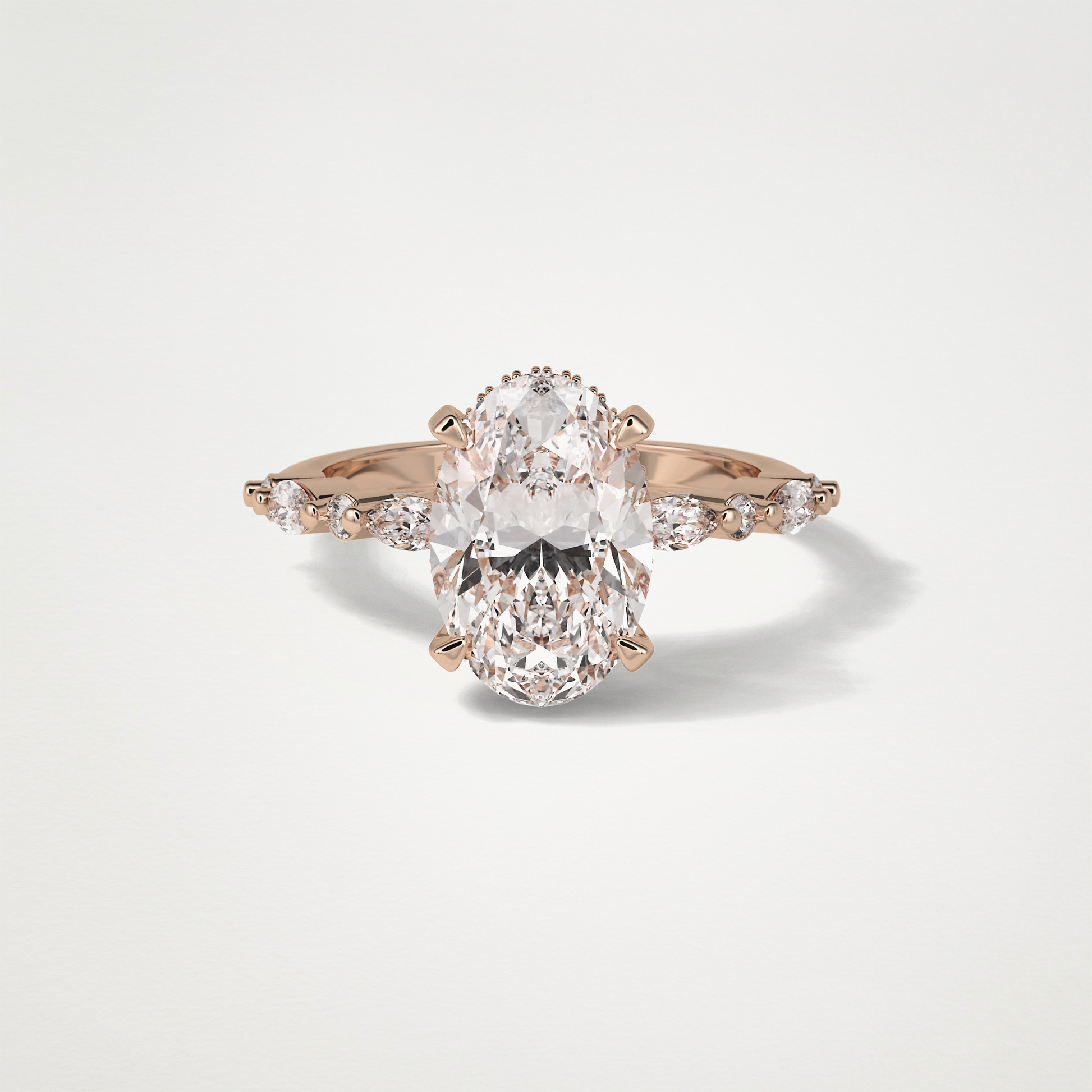 Oval Hidden Halo & Pave Moissanite Engagement Ring – 4 CT Lab-Created Brilliance in 10K/14K/18K Gold