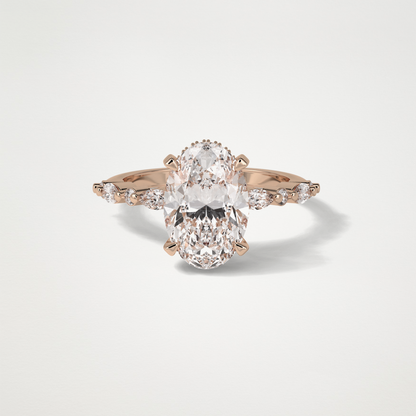 Oval Hidden Halo & Pave Moissanite Engagement Ring – 4 CT Lab-Created Brilliance in 10K/14K/18K Gold