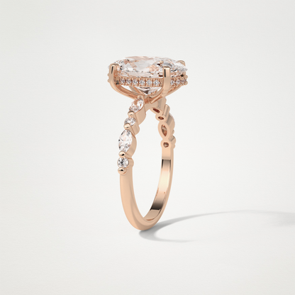 Oval Hidden Halo & Pave Moissanite Engagement Ring – 4 CT Lab-Created Brilliance in 10K/14K/18K Gold