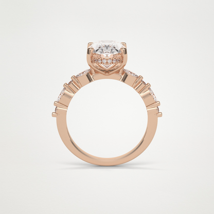 Oval Hidden Halo & Pave Moissanite Engagement Ring – 4 CT Lab-Created Brilliance in 10K/14K/18K Gold