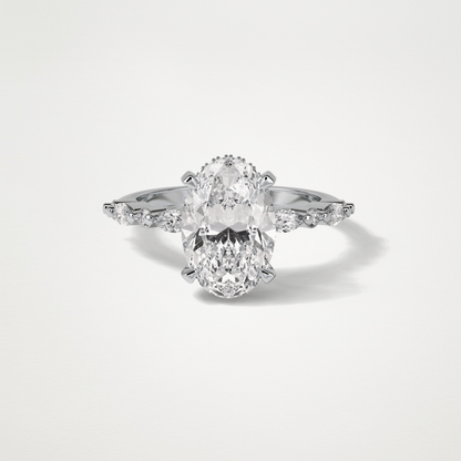 Oval Hidden Halo & Pave Moissanite Engagement Ring – 4 CT Lab-Created Brilliance in 10K/14K/18K Gold