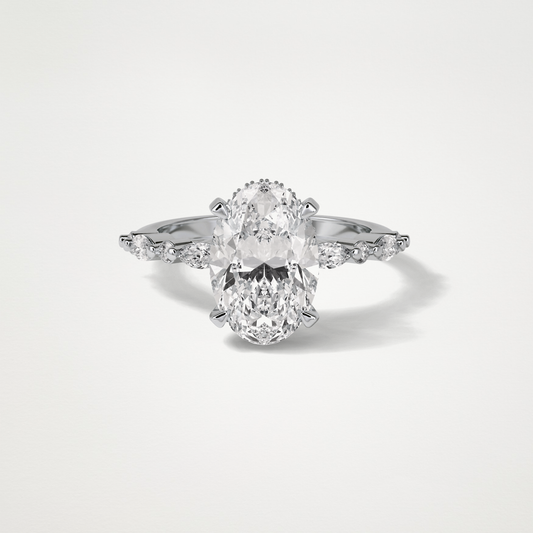 Oval Hidden Halo & Pave Moissanite Engagement Ring – 4 CT Lab-Created Brilliance in 10K/14K/18K Gold