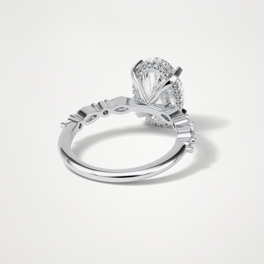 Oval Hidden Halo & Pave Moissanite Engagement Ring – 4 CT Lab-Created Brilliance in 10K/14K/18K Gold
