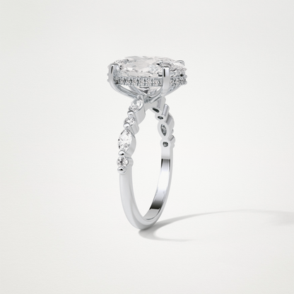 Oval Hidden Halo & Pave Moissanite Engagement Ring – 4 CT Lab-Created Brilliance in 10K/14K/18K Gold