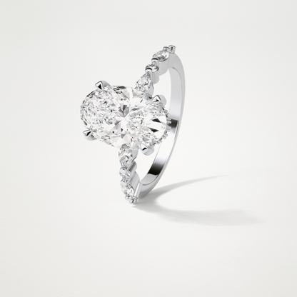 Oval Hidden Halo & Pave Moissanite Engagement Ring – 4 CT Lab-Created Brilliance in 10K/14K/18K Gold