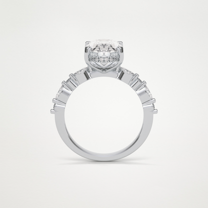 Oval Hidden Halo & Pave Moissanite Engagement Ring – 4 CT Lab-Created Brilliance in 10K/14K/18K Gold