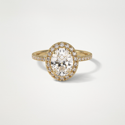Oval Halo & Pave Moissanite Engagement Ring – 1.91 CT Lab-Created Brilliance in 10K/14K/18K Gold