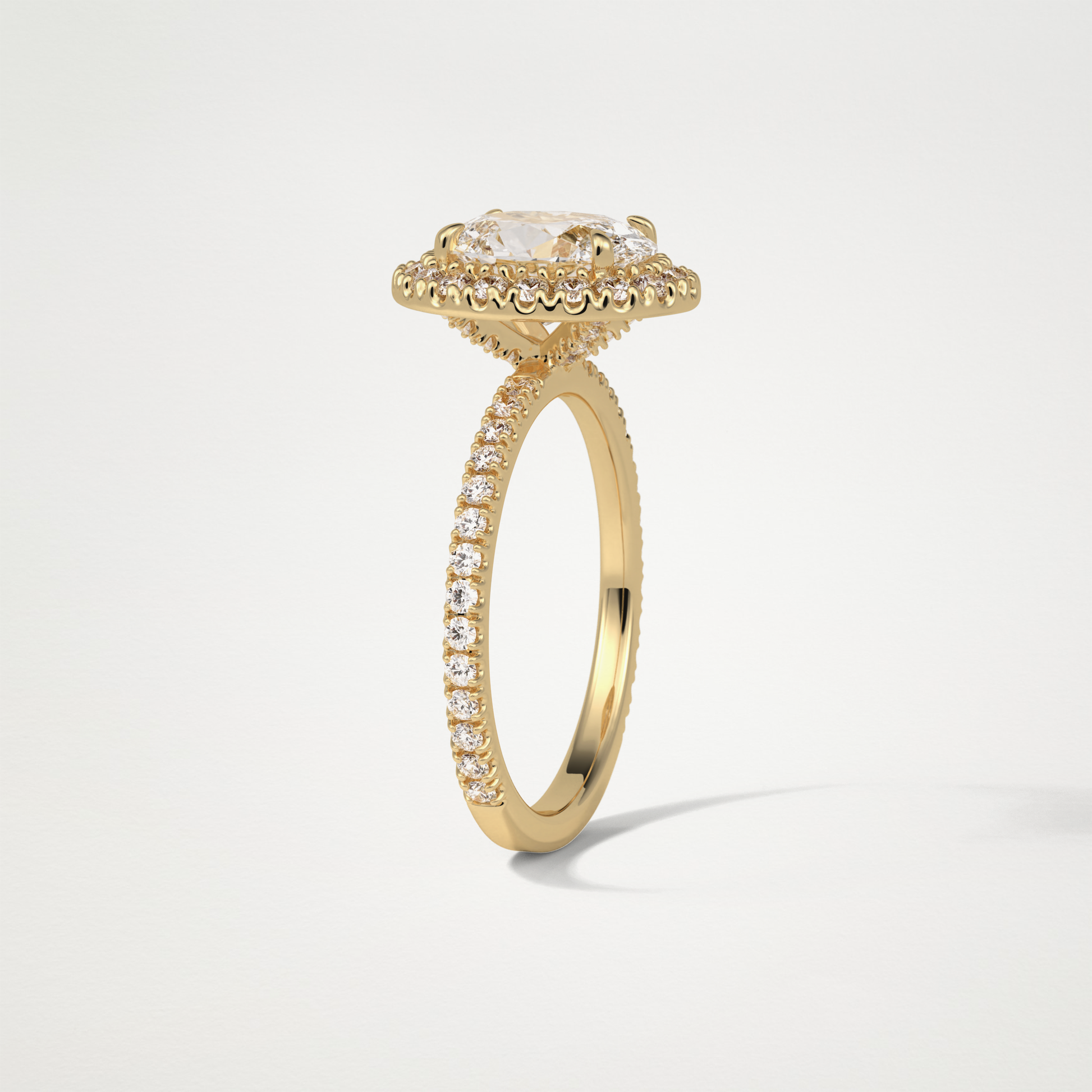 Oval Halo & Pave Moissanite Engagement Ring – 1.91 CT Lab-Created Brilliance in 10K/14K/18K Gold