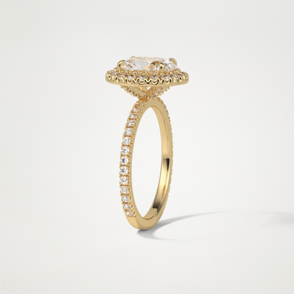 Oval Halo & Pave Moissanite Engagement Ring – 1.91 CT Lab-Created Brilliance in 10K/14K/18K Gold