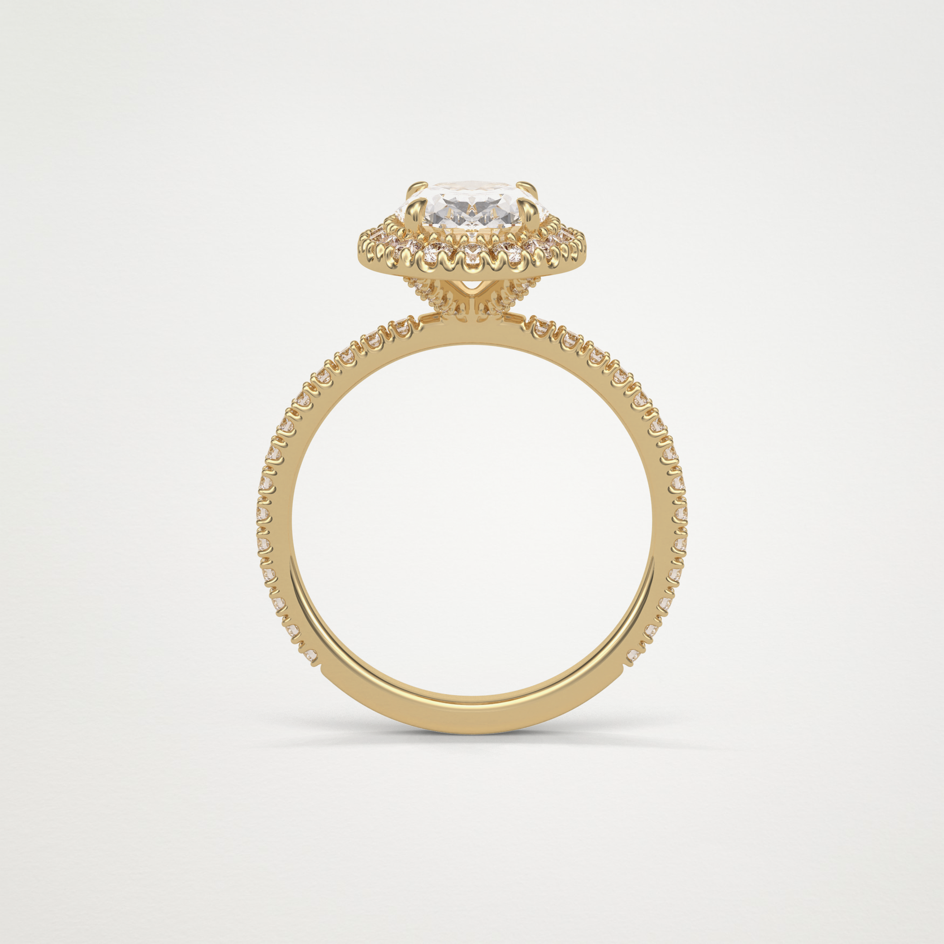 Oval Halo & Pave Moissanite Engagement Ring – 1.91 CT Lab-Created Brilliance in 10K/14K/18K Gold