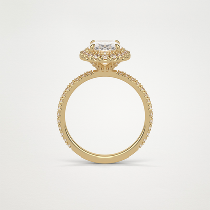 Oval Halo & Pave Moissanite Engagement Ring – 1.91 CT Lab-Created Brilliance in 10K/14K/18K Gold