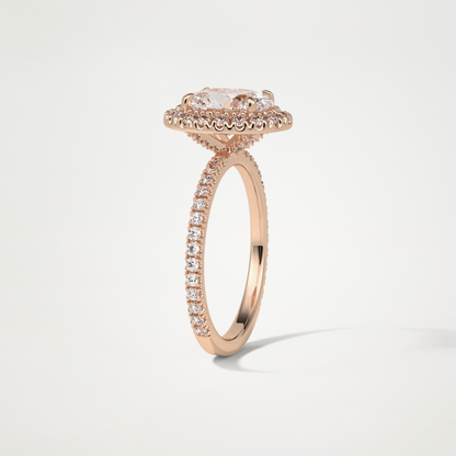 Oval Halo & Pave Moissanite Engagement Ring – 1.91 CT Lab-Created Brilliance in 10K/14K/18K Gold