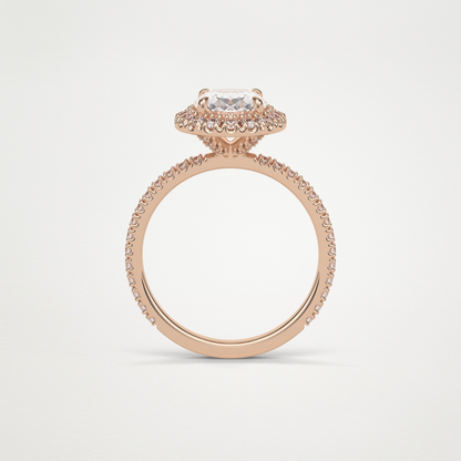 Oval Halo & Pave Moissanite Engagement Ring – 1.91 CT Lab-Created Brilliance in 10K/14K/18K Gold