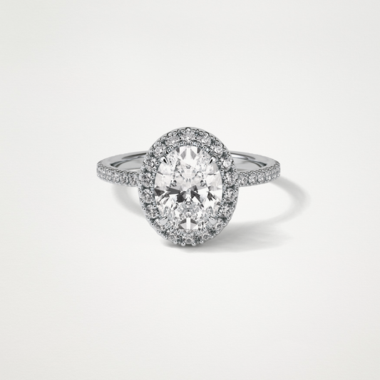 Oval Halo & Pave Moissanite Engagement Ring – 1.91 CT Lab-Created Brilliance in 10K/14K/18K Gold