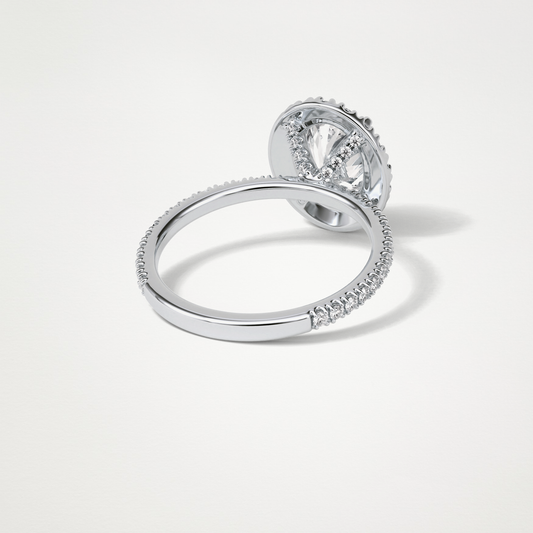 Oval Halo & Pave Moissanite Engagement Ring – 1.91 CT Lab-Created Brilliance in 10K/14K/18K Gold
