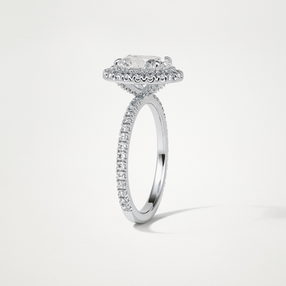 Oval Halo & Pave Moissanite Engagement Ring – 1.91 CT Lab-Created Brilliance in 10K/14K/18K Gold