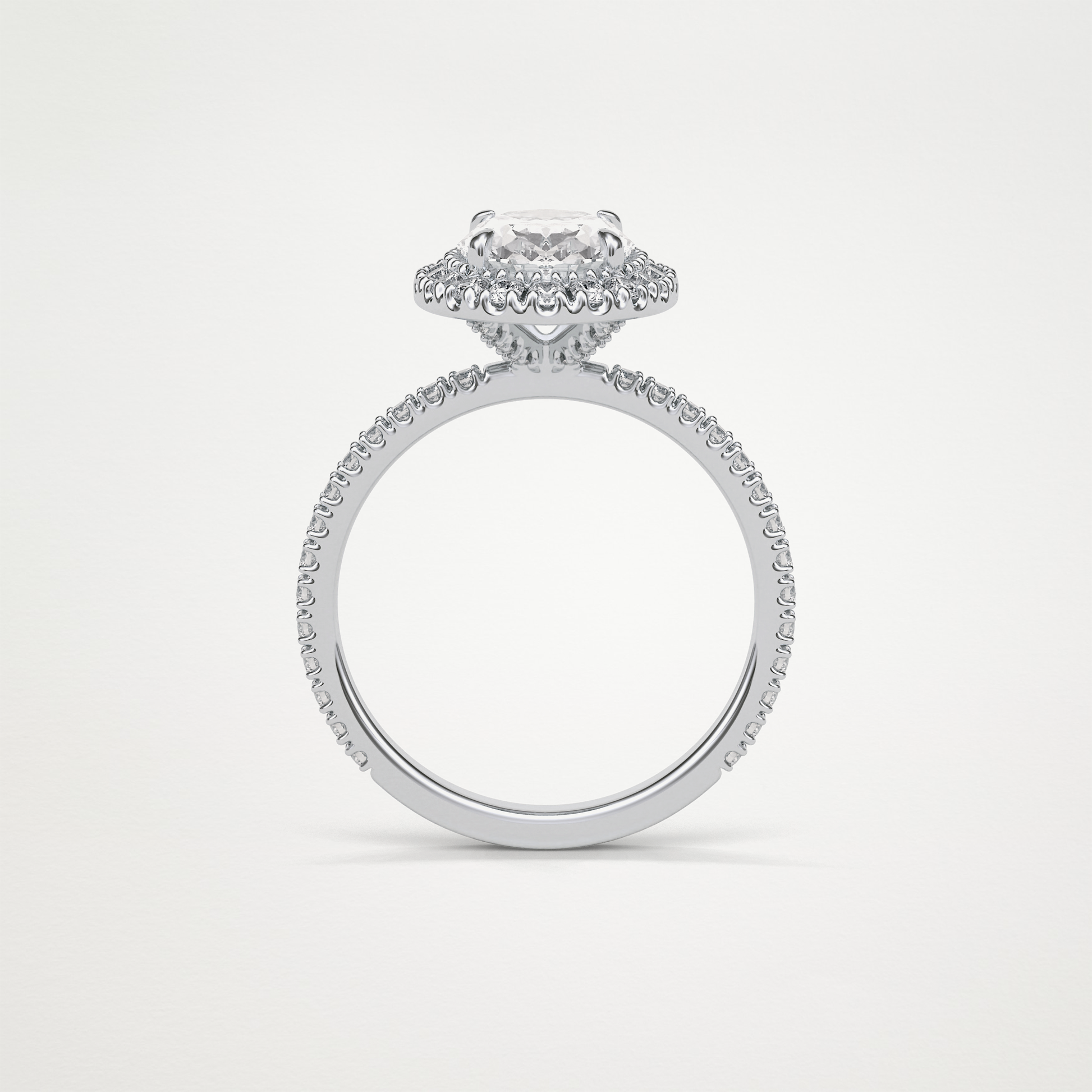 Oval Halo & Pave Moissanite Engagement Ring – 1.91 CT Lab-Created Brilliance in 10K/14K/18K Gold